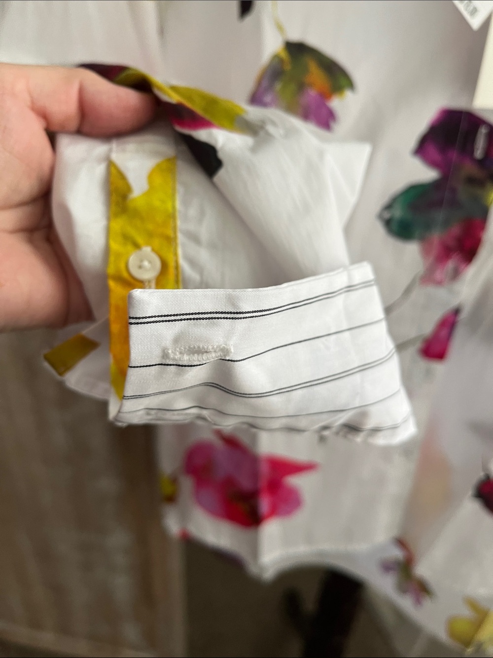 Joie White Floral Watercolor Button-Down Blouse - Picture 4 of 7